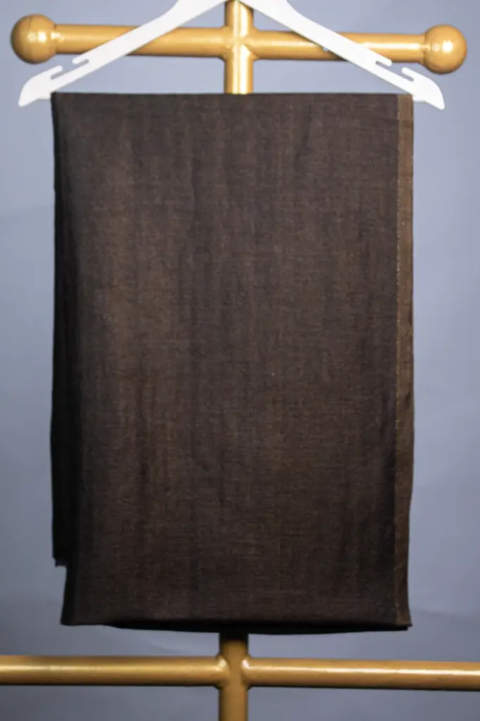 Vira Cashmere Fine Wool Zari GoldenChoclete Brown Reversible Stole, Size-70x200cm.webp