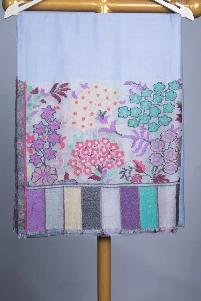 Vira Cashmere Fine Wool Kani Border Stole, size-70x200cm.webp
