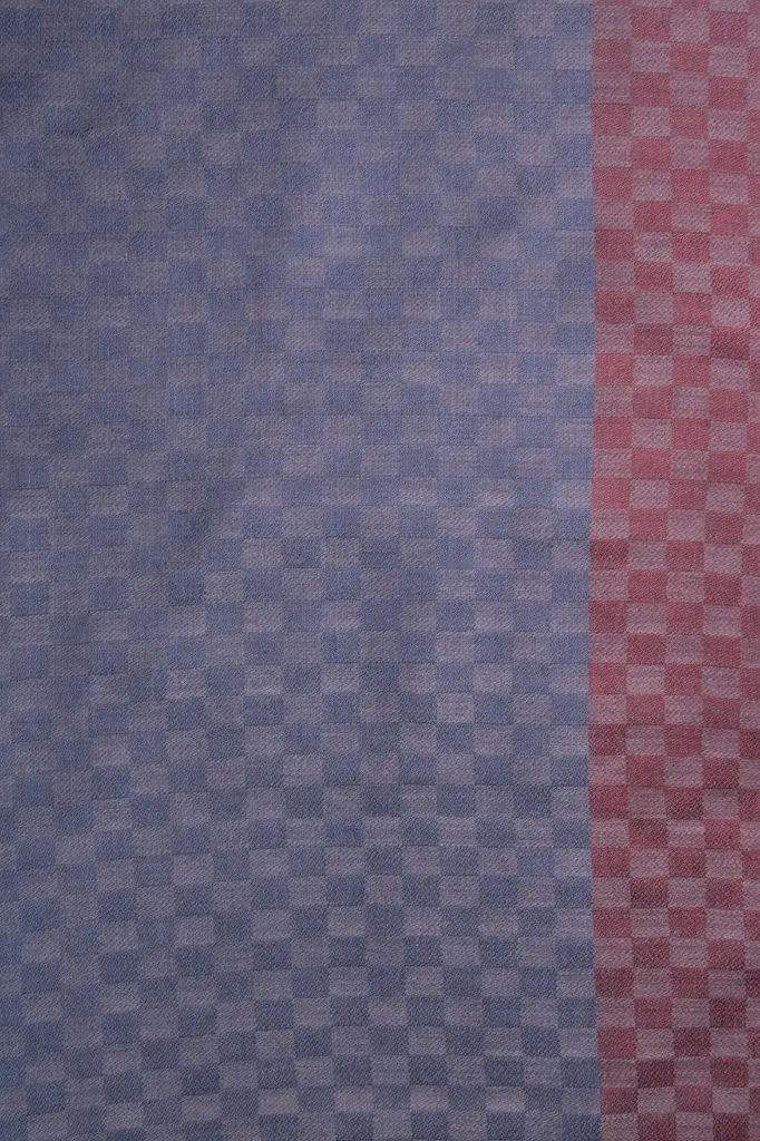 Vira Cashmere Silk Wool Reversible Stole – Blue & Brown Small Check (3).webp
