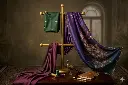 Buy Designer Chanderi Silk Peacock Stole with Hand Bead & Sequin Embellishments | Purple-Blue-Green | VICSR001