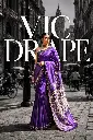 VIC Exclusive Chanderi Silk Peacock Print Saree With Hand Work Bead & Sequin Embellishments | Purple-Blue-Green | VICSR001