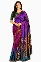 Buy Crepe Saree in Royal Blue & Navy – Screen Printed Floral Design, Premium Fabric | VICSRPC01