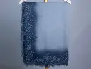 VIC Cashmere Fine Wool Ombre Grey Blue Stole with 4-Side French Lace Border, Size 70x200 cm | Product Code: VIC-CFW-OMB-FL-70200