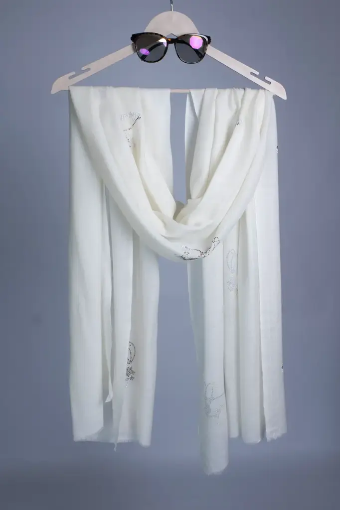 VIC Cashmere Fine Wool Butterfly Booti Allover Stole, Size 70x200 cm | Luxury Designer Stole | VIC-CFW-BBA-70200