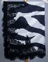 VIC Cashmere Fine Wool Scarf – Digital Print, Black & White Stripe, 4-Side Lace | 80x200cm Shawl Wrap |