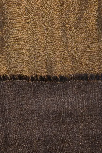 [VIC-CFW-ZR-GCB-70200] VIC Cashmere Fine Wool Reversible Stole with Zari – Golden & Chocolate Brown, 70x200 cm - VIC-CFW-ZR-GCB-70200