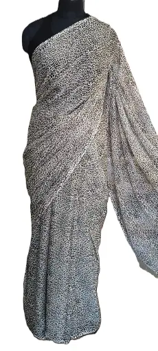 Buy Chiffon Printed Saree with Blouse – Stylish Animal Print Saree for Women | VICSRCH02 