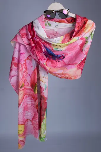 [VIC-SM-DP12-50200] VIC Silk Modal Digital Print Scarf – Size 50x200 cm | Lightweight Designer Scarf | Code: VIC-SM-DP12-50200