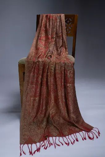 VIC Cashmere Silk Modal Jamawar Stole – Traditional Woven Pattern | Luxurious Soft Wrap 70x200cm | Product Code: VIC-CSM-JW-002